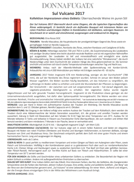 Sul Vulcano Etna Rosso DOC 0,75l 14% - 2017 / Donnafugata