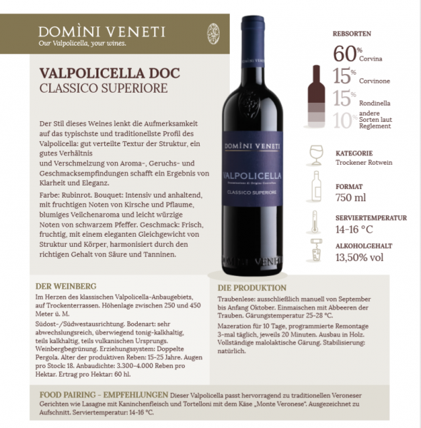 Valpolicella DOC Classico Superiore Domini Veneti 0,75l 13,5% - 2018 / Negrar