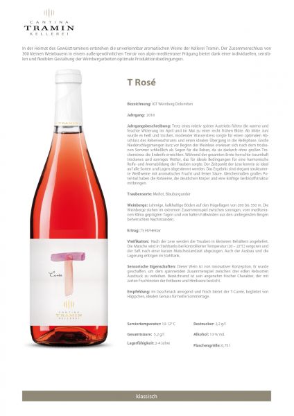 T Rose IGT 13% 0,75l - 2020 / Tramin